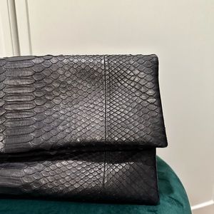Faux Python Foldover Clutch